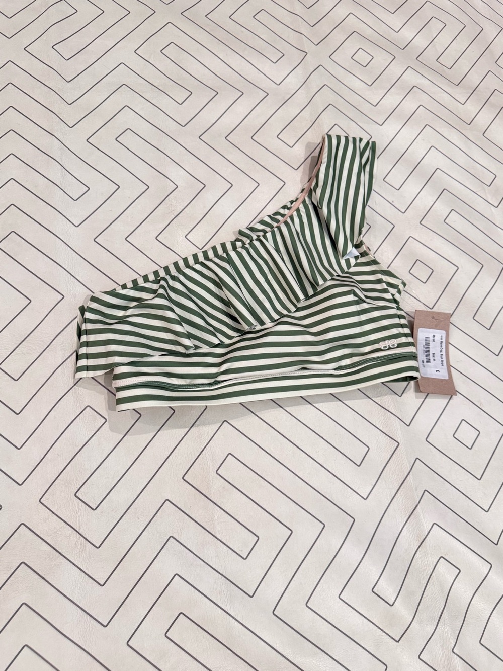 NWT Albion Icon Wave Crop Swim Top in Sage Stripe